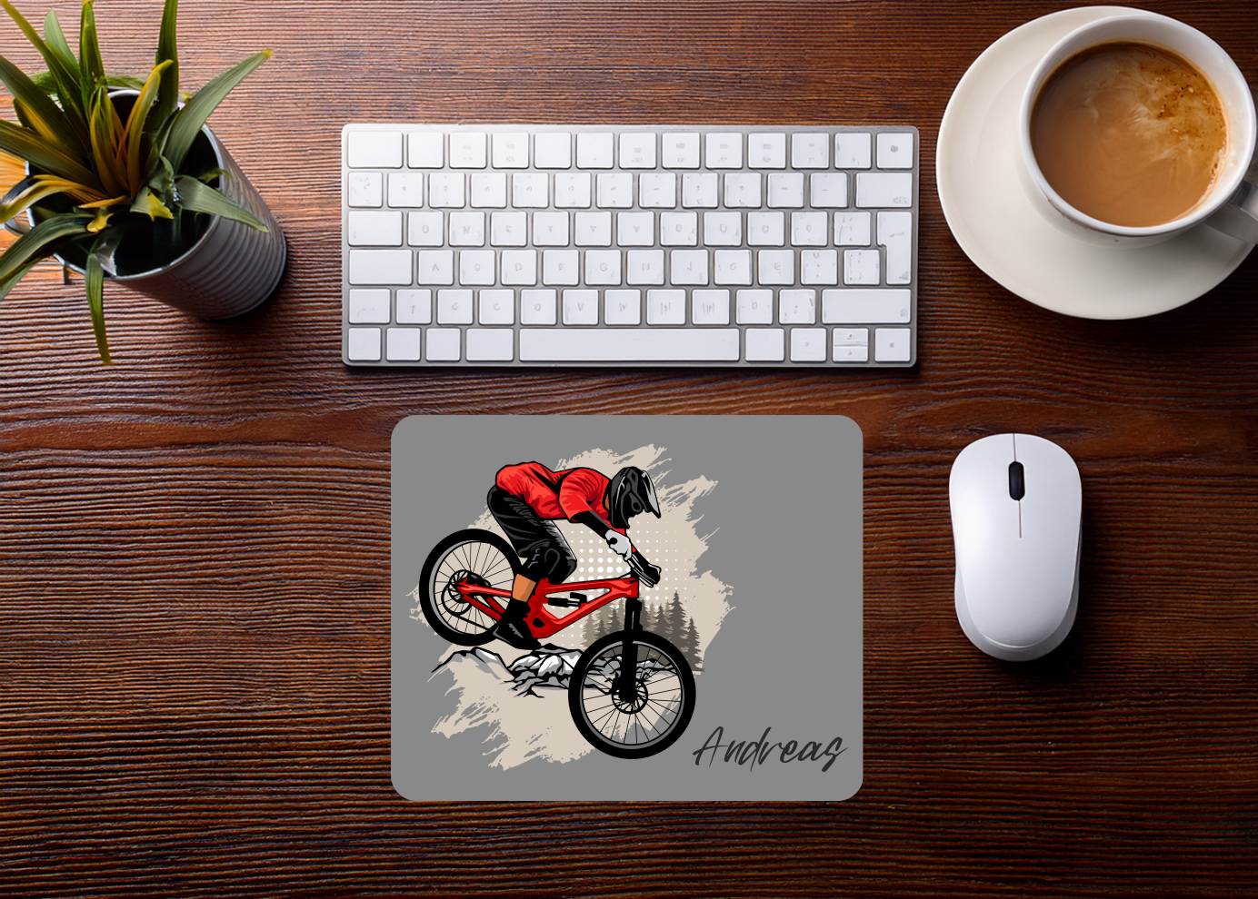 Mauspad Mountainbike Action personalisierbar mit Name oder Wunschtext – Produktbild 2