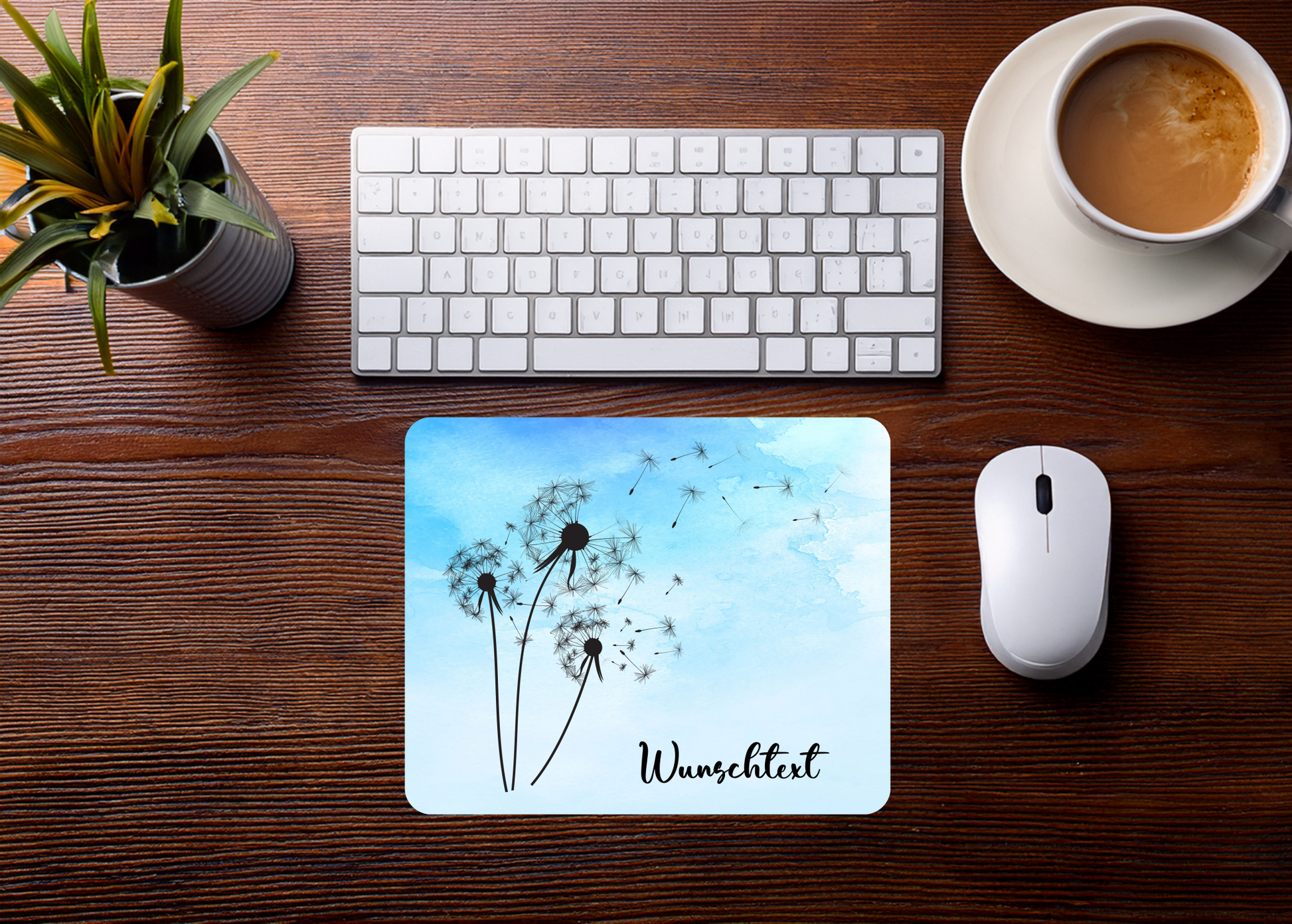 Mauspad Pusteblume personalisierbar mit Name oder Wunschtext – Produktbild 2