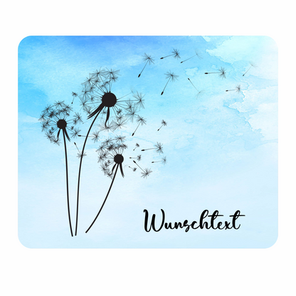 Personalisiertes Mauspad Pusteblume mit Wunschtext, 22 x 18 cm, 5 mm stark