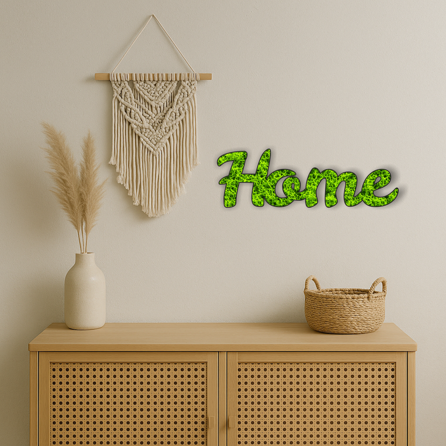 Moos Schriftzug „Home“ – 34×11 cm | Natur Deko aus konserviertem Moos