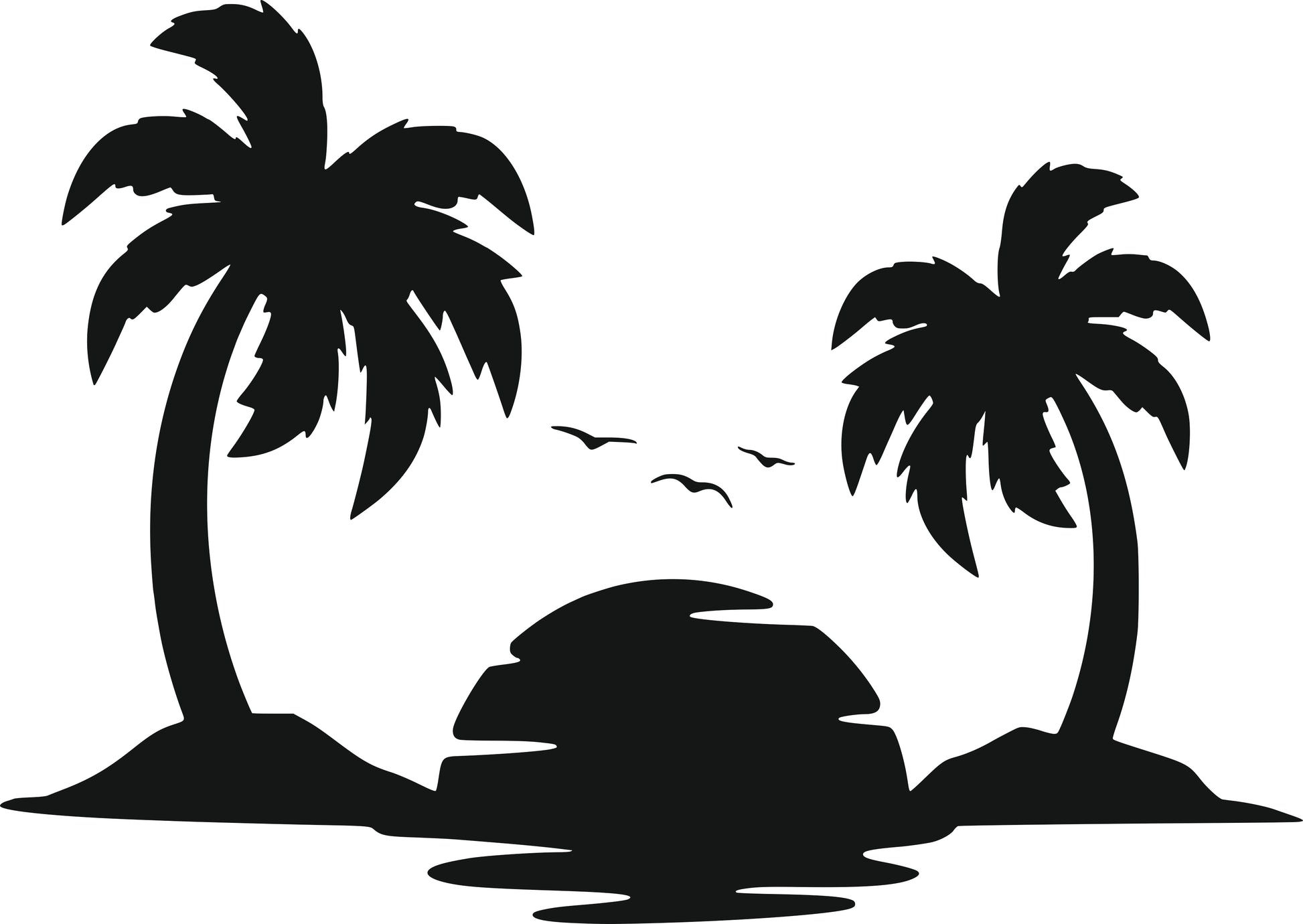 Wandtattoo Palmen mit Insel als Wanddeko im Wohnraum