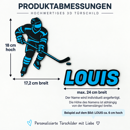 Personalisiertes 3D Türschild Eishockeyspieler mit Namen