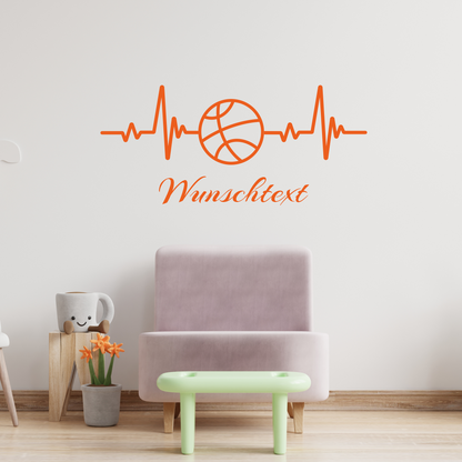 Wandtattoo Pulslinie Basketball mit Namen