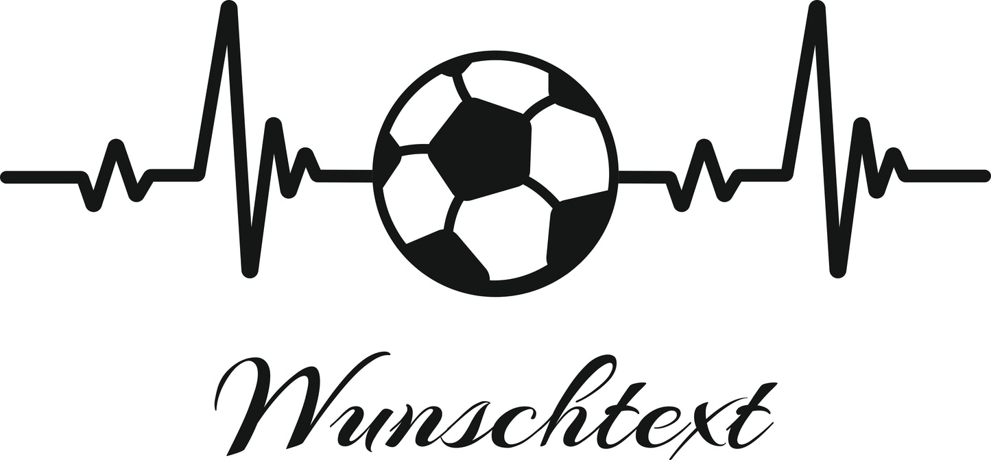Wandtattoo Pulslinie Fußball mit Wunschtext