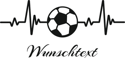 Wandtattoo Pulslinie Fußball mit Wunschtext