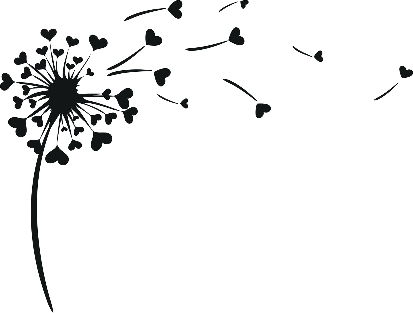 Wandtattoo Pusteblume mit Herzen als Wanddeko im Wohnraum