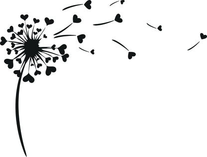 Wandtattoo Pusteblume mit Herzen als Wanddeko im Wohnraum