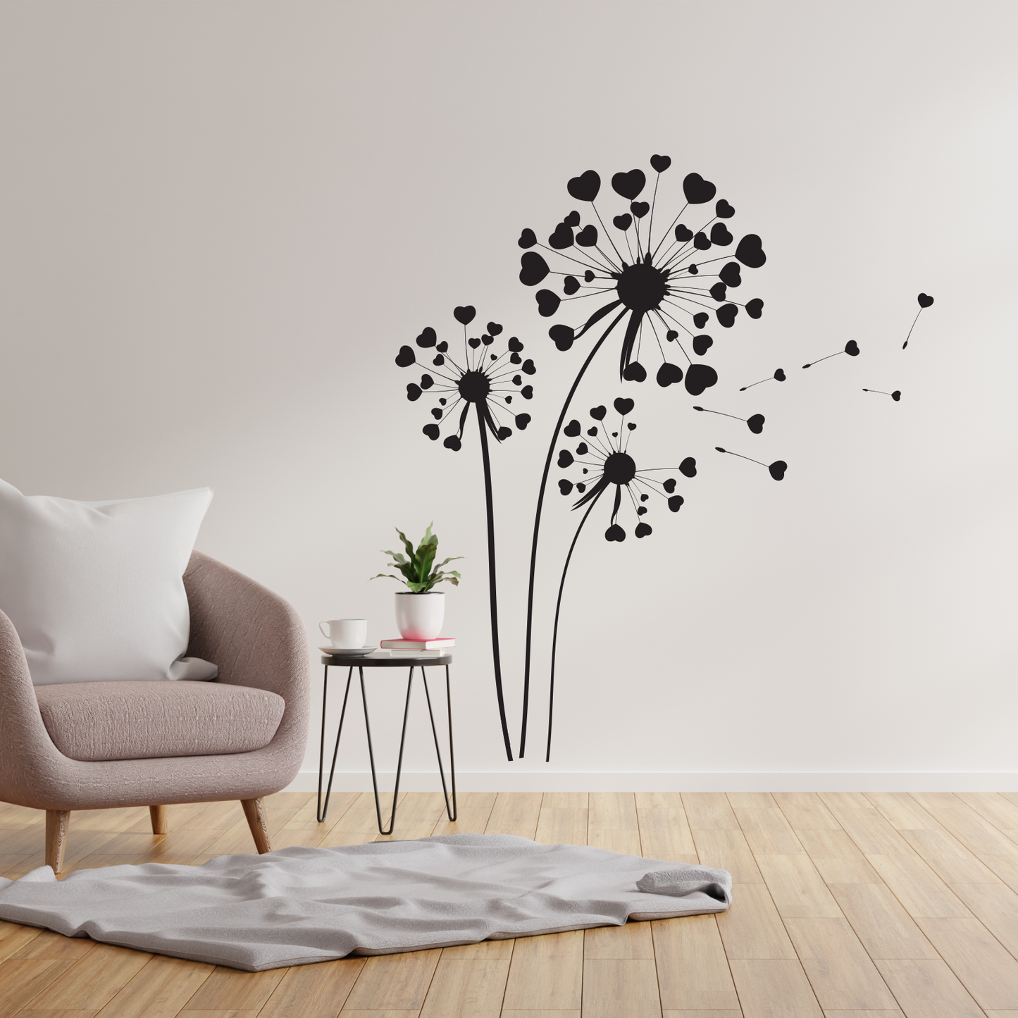 Wandtattoo Pusteblumen Set Motivansicht in Folienoptik