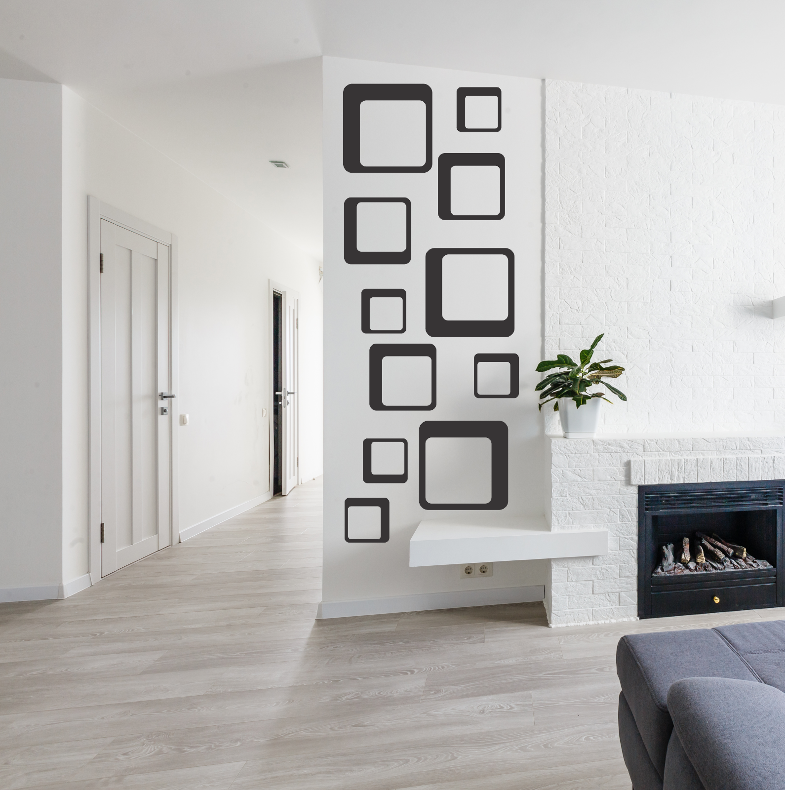 Wandtattoo Retro Quadrate Motivansicht in Folienoptik