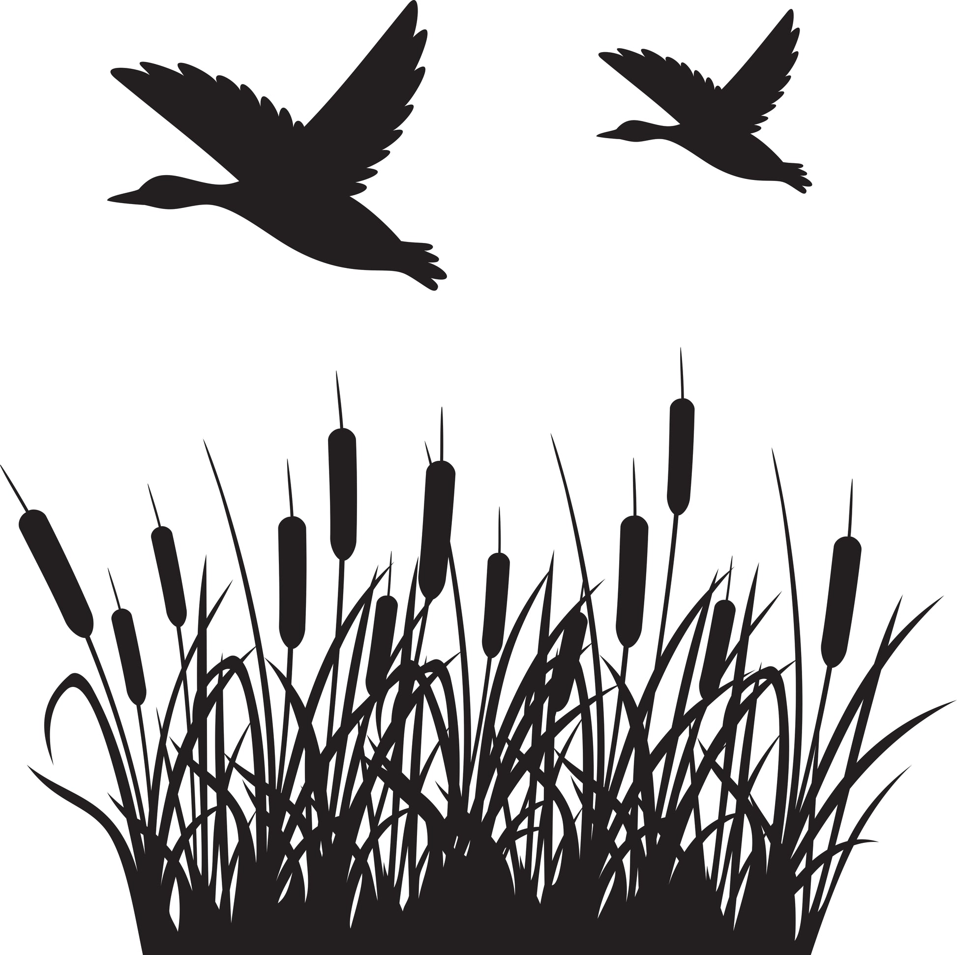 Wandtattoo Schilf mit Enten als Wanddeko im Wohnraum