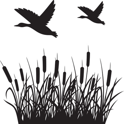 Wandtattoo Schilf mit Enten als Wanddeko im Wohnraum