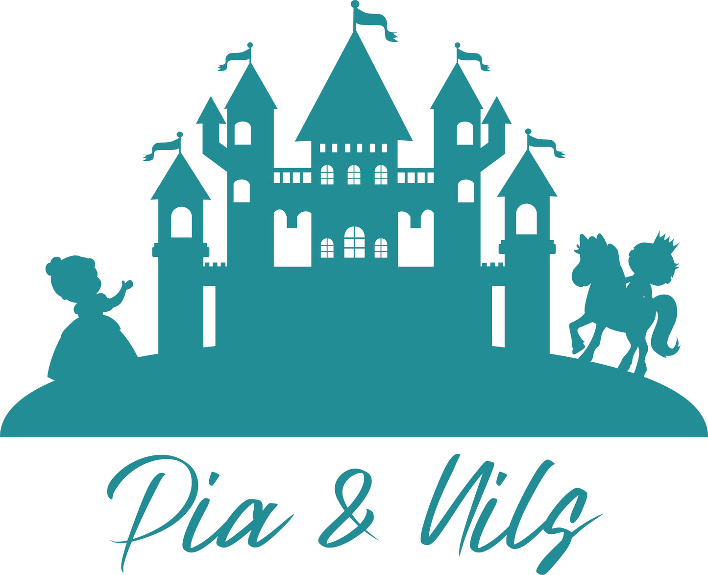 Wandtattoo Schloss mit Prinz & Prinzessin und Namen