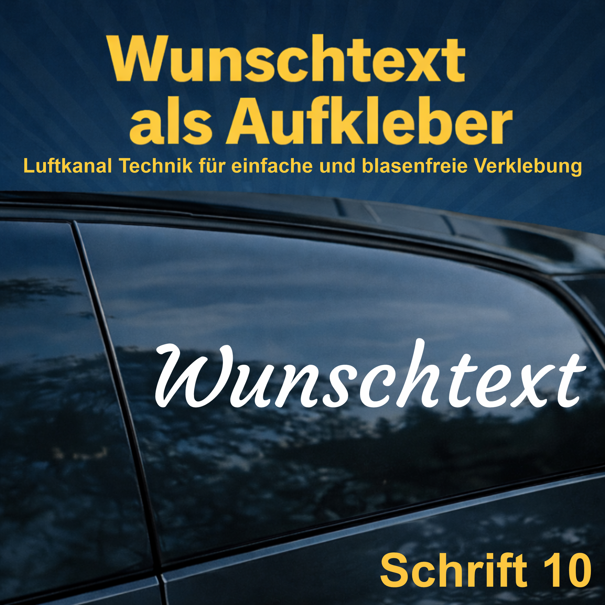 Wunschtext Aufkleber personalisiert – Schrift 10 – Folienaufkleber aus Vinylfolie mit Luftkanal-Technologie, Produktbild 1