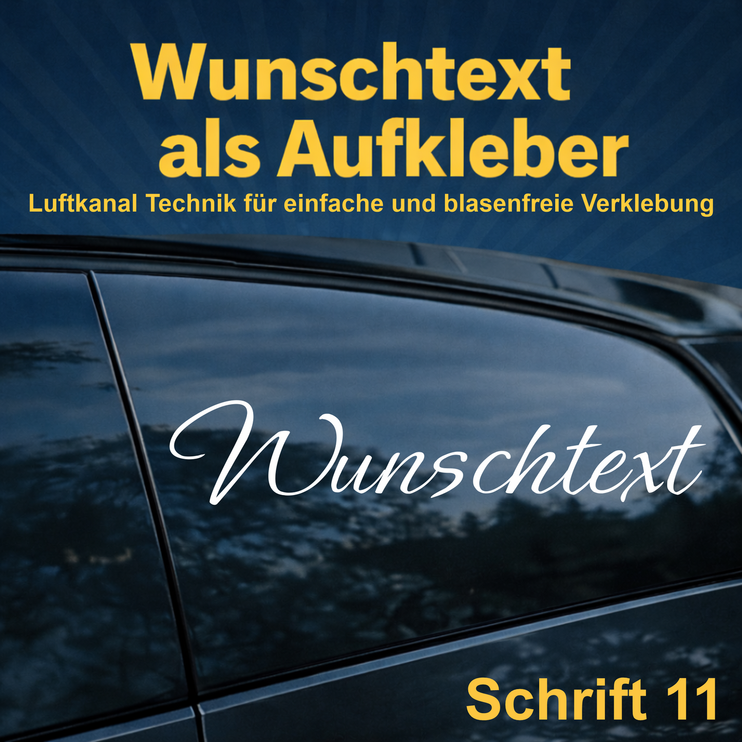 Wunschtext Aufkleber personalisiert – Schrift 11 – Folienaufkleber aus Vinylfolie mit Luftkanal-Technologie, Produktbild 1