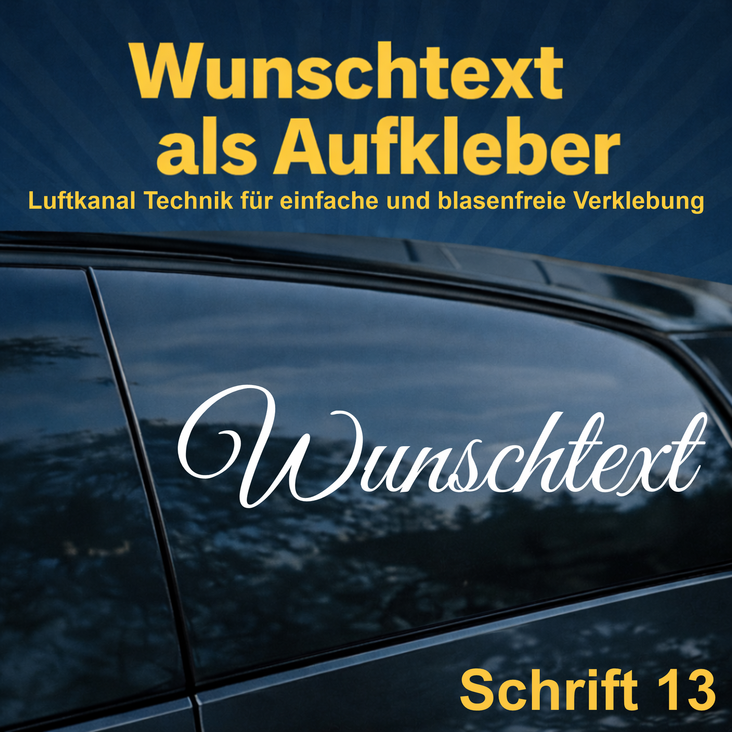 Wunschtext Aufkleber personalisiert – Schrift 13 – Folienaufkleber aus Vinylfolie mit Luftkanal-Technologie, Produktbild 1