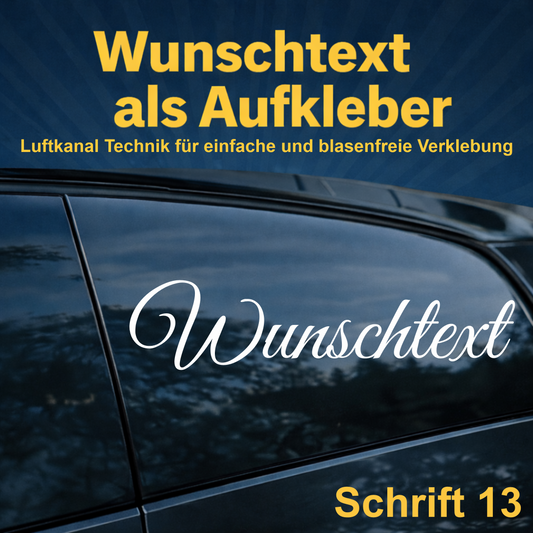 Wunschtext Aufkleber personalisiert – Schrift 13 – Folienaufkleber aus Vinylfolie mit Luftkanal-Technologie, Produktbild 1