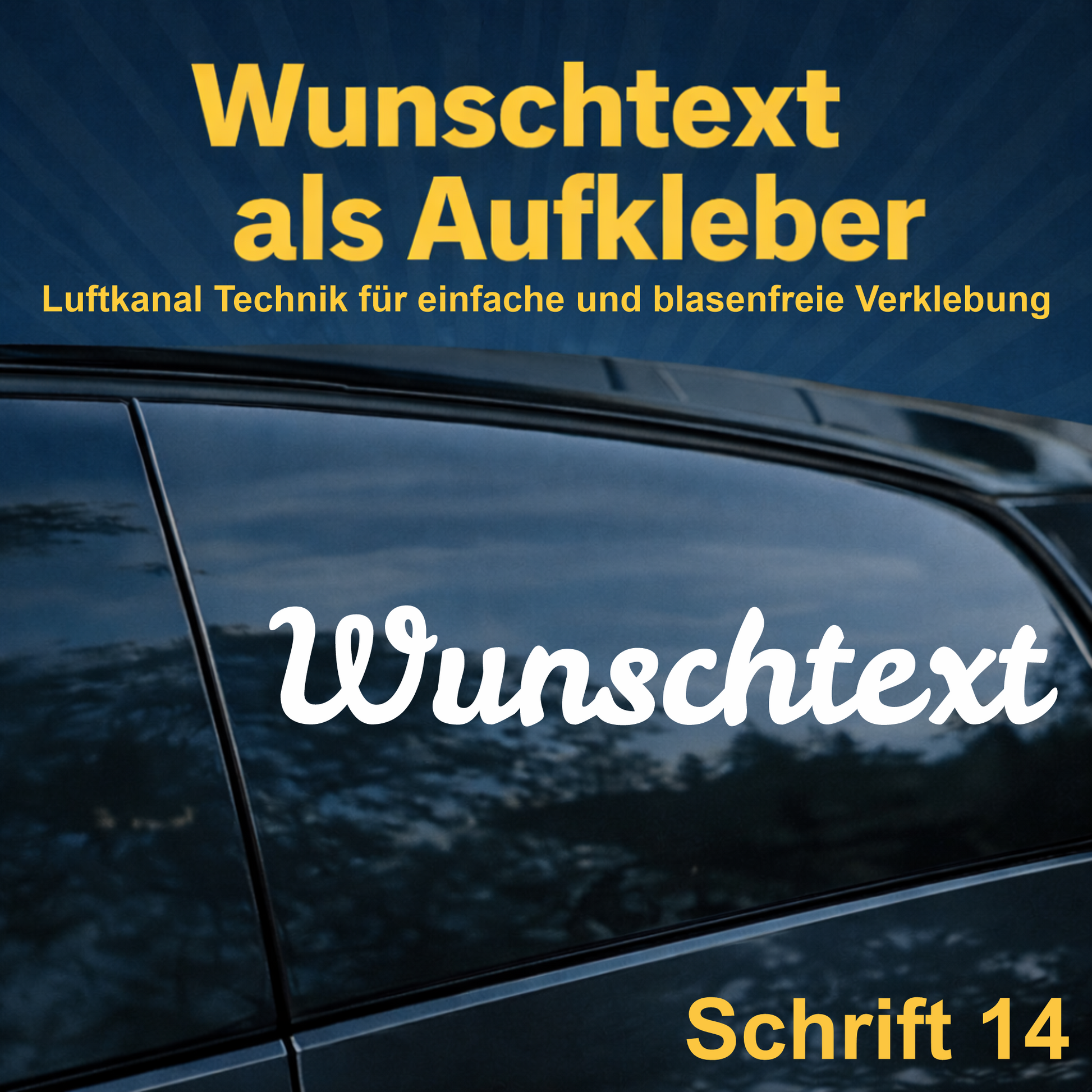Wunschtext Aufkleber personalisiert – Schrift 14 – Folienaufkleber aus Vinylfolie mit Luftkanal-Technologie, Produktbild 1