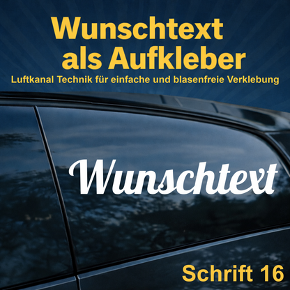 Wunschtext Aufkleber personalisiert – Schrift 16 – Folienaufkleber aus Vinylfolie mit Luftkanal-Technologie, Produktbild 1