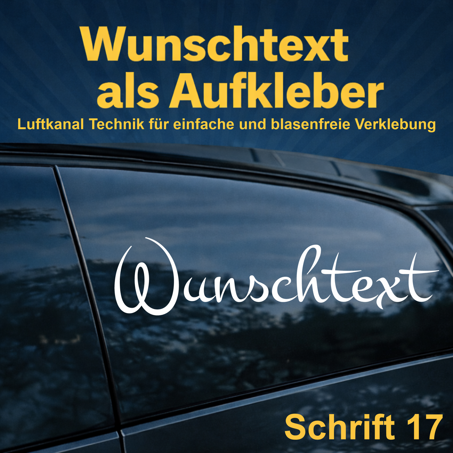 Wunschtext Aufkleber personalisiert – Schrift 17 – Folienaufkleber aus Vinylfolie mit Luftkanal-Technologie, Produktbild 1