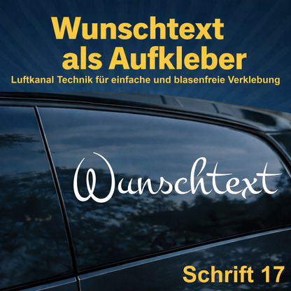 Wunschtext Aufkleber personalisiert – Schrift 17 – Folienaufkleber aus Vinylfolie mit Luftkanal-Technologie, Produktbild 1