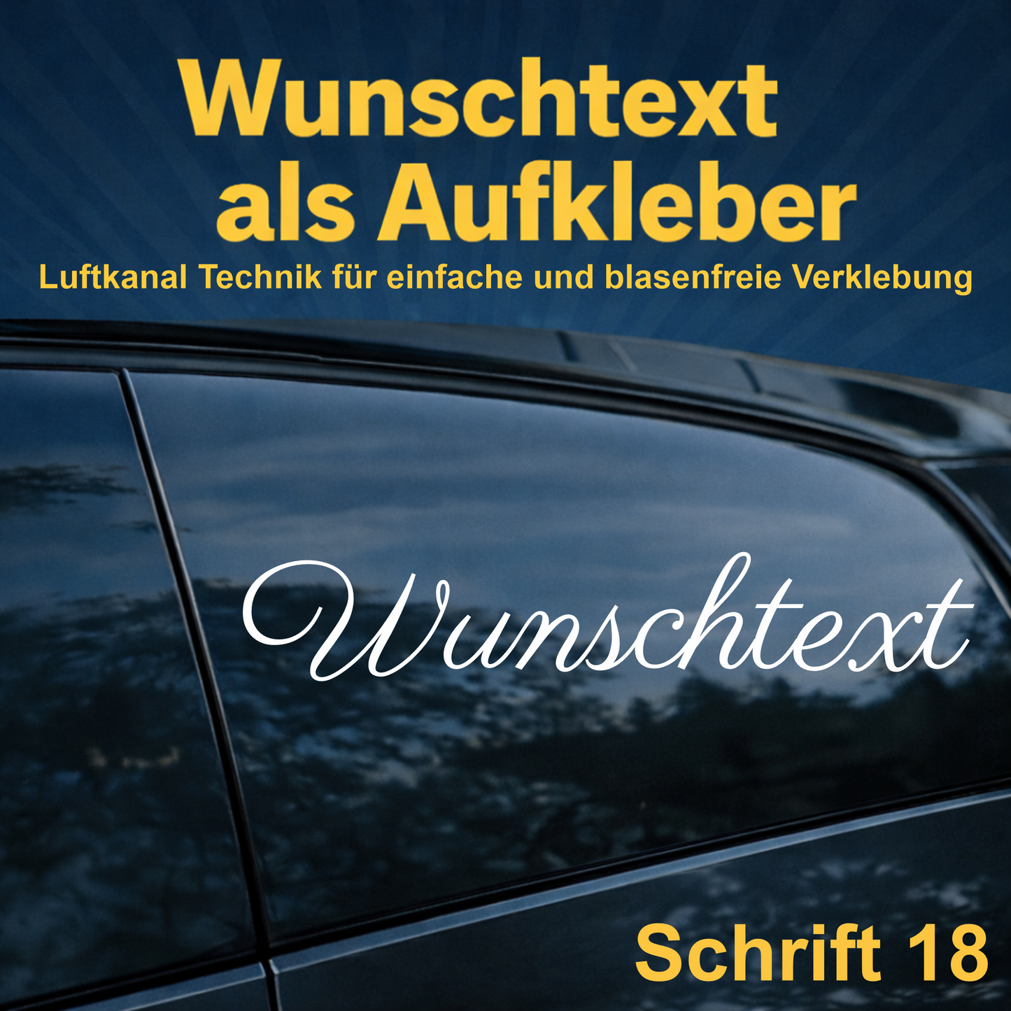 Wunschtext Aufkleber personalisiert – Schrift 18 – Folienaufkleber aus Vinylfolie mit Luftkanal-Technologie, Produktbild 1