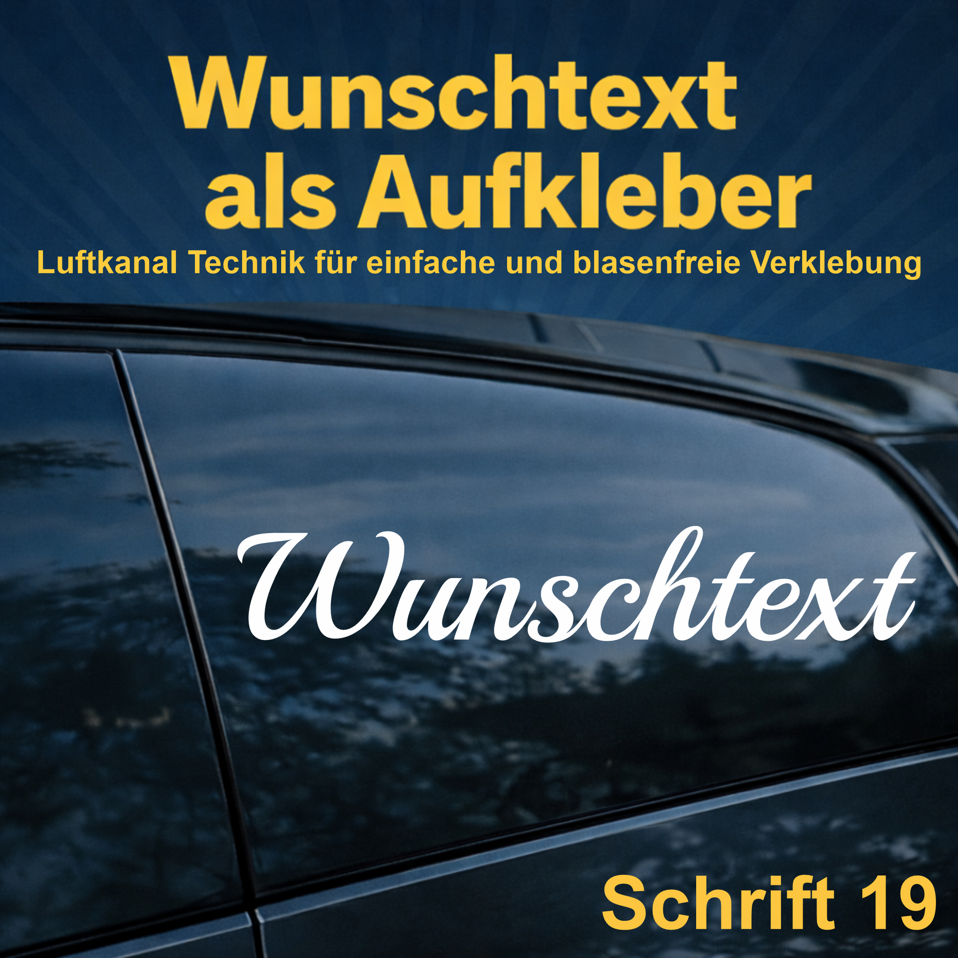 Wunschtext Aufkleber personalisiert – Schrift 19 – Folienaufkleber aus Vinylfolie mit Luftkanal-Technologie, Produktbild 1
