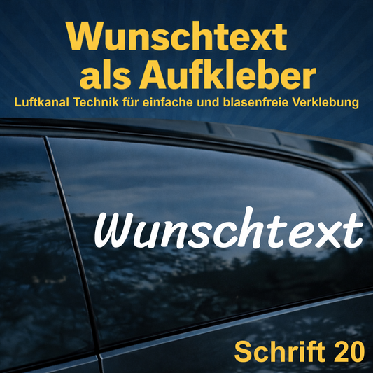 Wunschtext Aufkleber personalisiert – Schrift 20 – Folienaufkleber aus Vinylfolie mit Luftkanal-Technologie, Produktbild 1