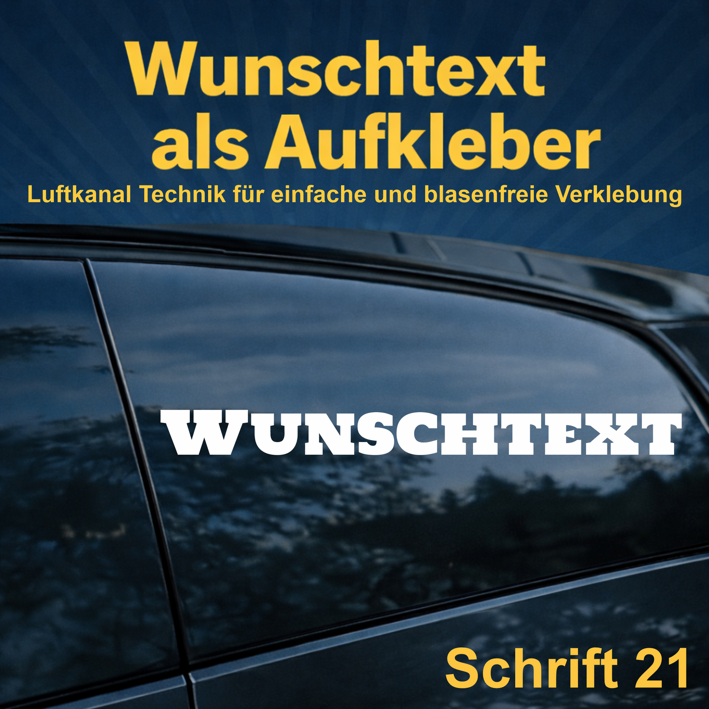 Wunschtext Aufkleber personalisiert – Schrift 21 – Folienaufkleber aus Vinylfolie mit Luftkanal-Technologie, Produktbild 1