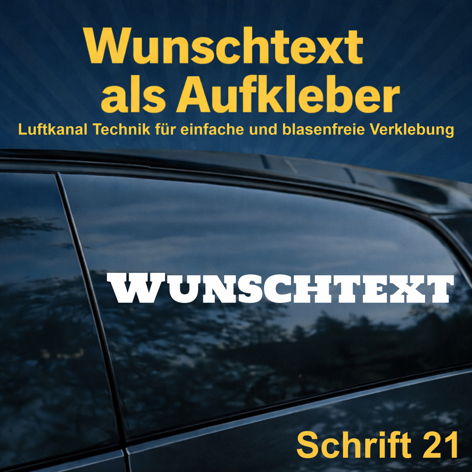 Wunschtext Aufkleber personalisiert – Schrift 21 – Folienaufkleber aus Vinylfolie mit Luftkanal-Technologie, Produktbild 1