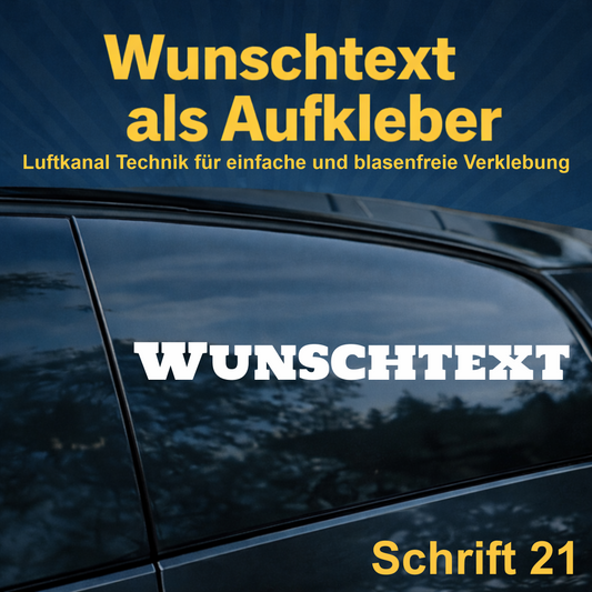 Wunschtext Aufkleber personalisiert – Schrift 21 – Folienaufkleber aus Vinylfolie mit Luftkanal-Technologie, Produktbild 1