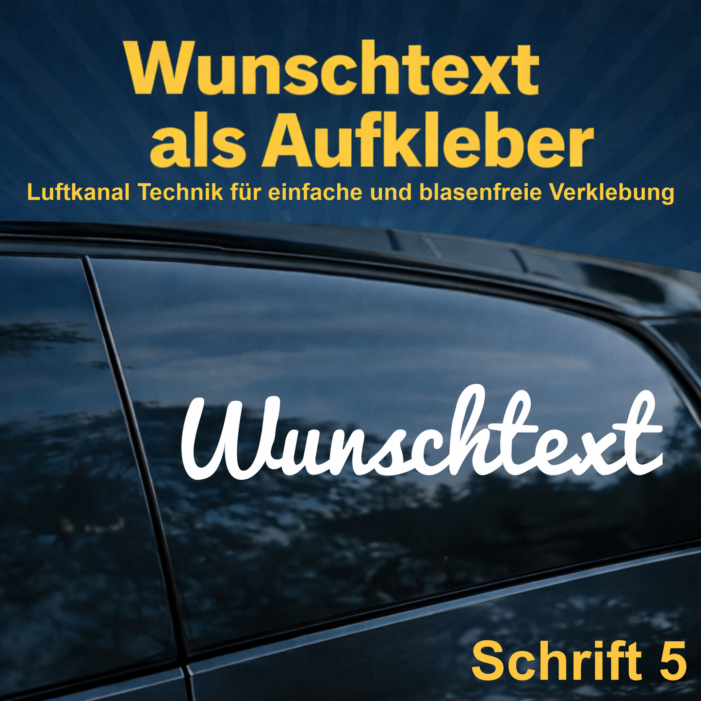 Wunschtext Aufkleber personalisiert – Schrift 5 – Folienaufkleber aus Vinylfolie mit Luftkanal-Technologie, Produktbild 1