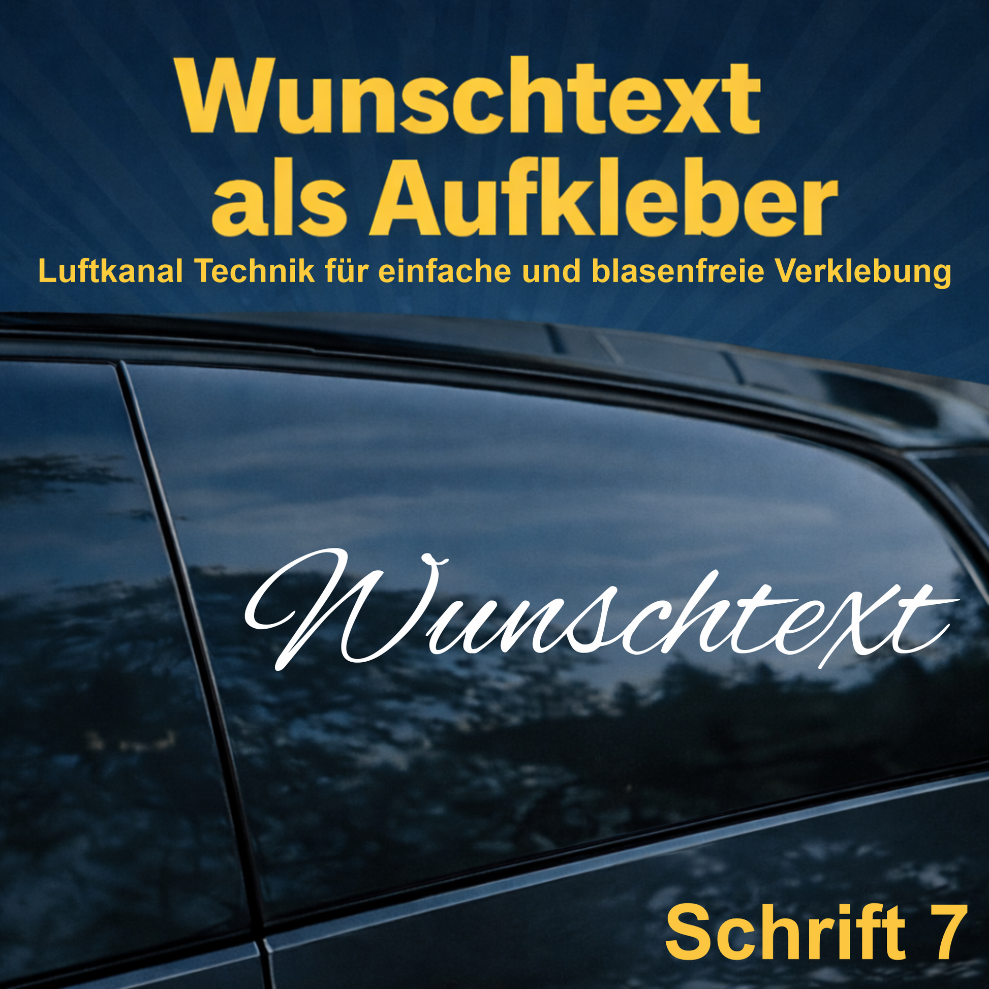Wunschtext Aufkleber personalisiert – Schrift 7 – Folienaufkleber aus Vinylfolie mit Luftkanal-Technologie, Produktbild 1