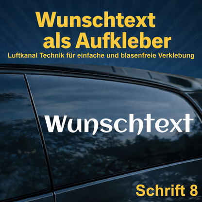 Wunschtext Aufkleber personalisiert – Schrift 8 – Folienaufkleber aus Vinylfolie mit Luftkanal-Technologie, Produktbild 1