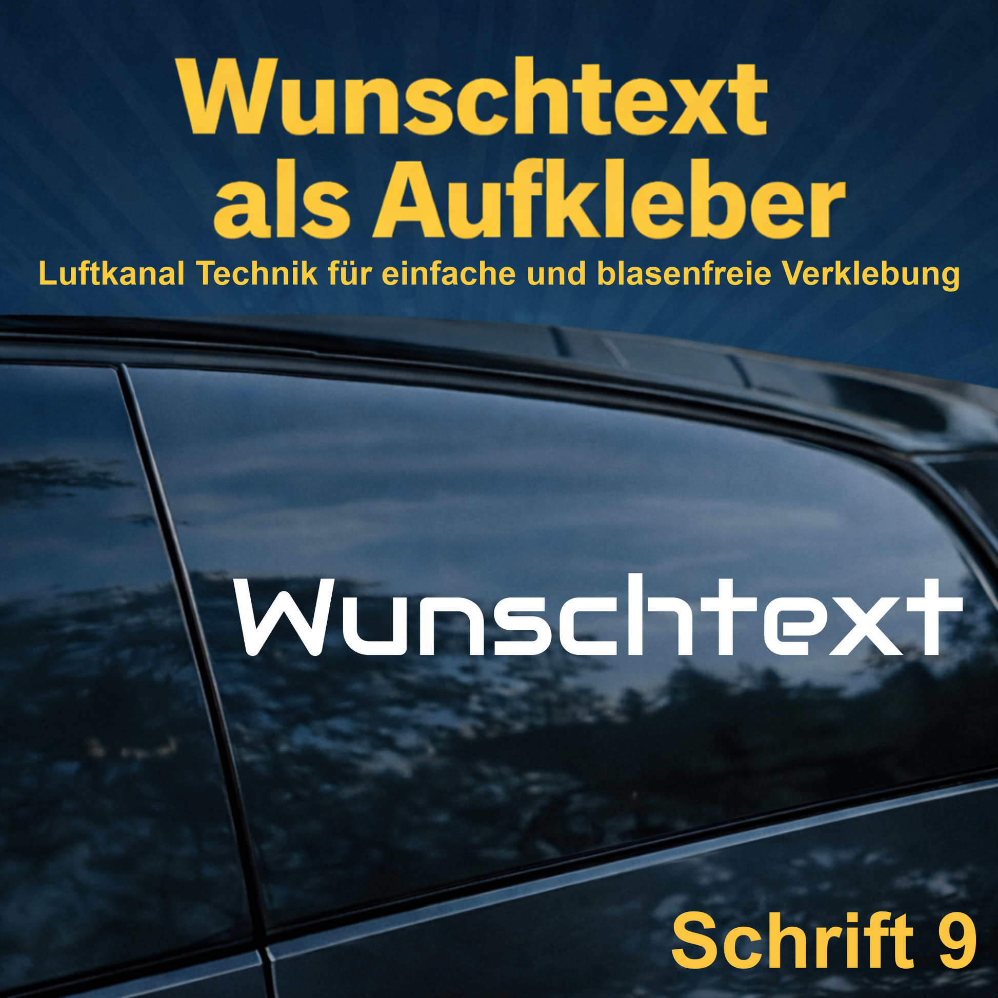 Wunschtext Aufkleber personalisiert – Schrift 9 – Folienaufkleber aus Vinylfolie mit Luftkanal-Technologie, Produktbild 1