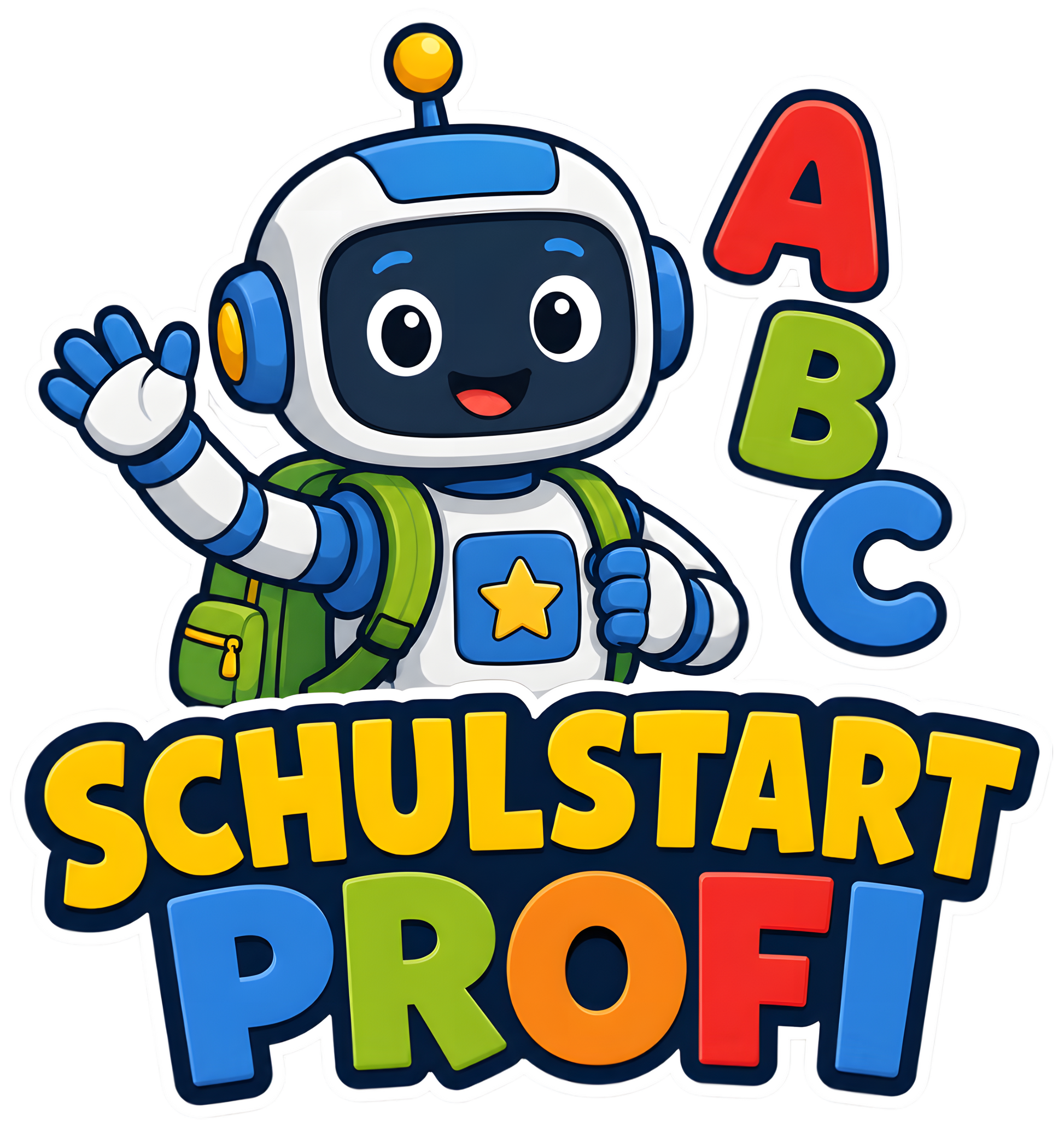 DTF Druckmotiv für Kinderwarnweste Roboter „Schulstart Profi“