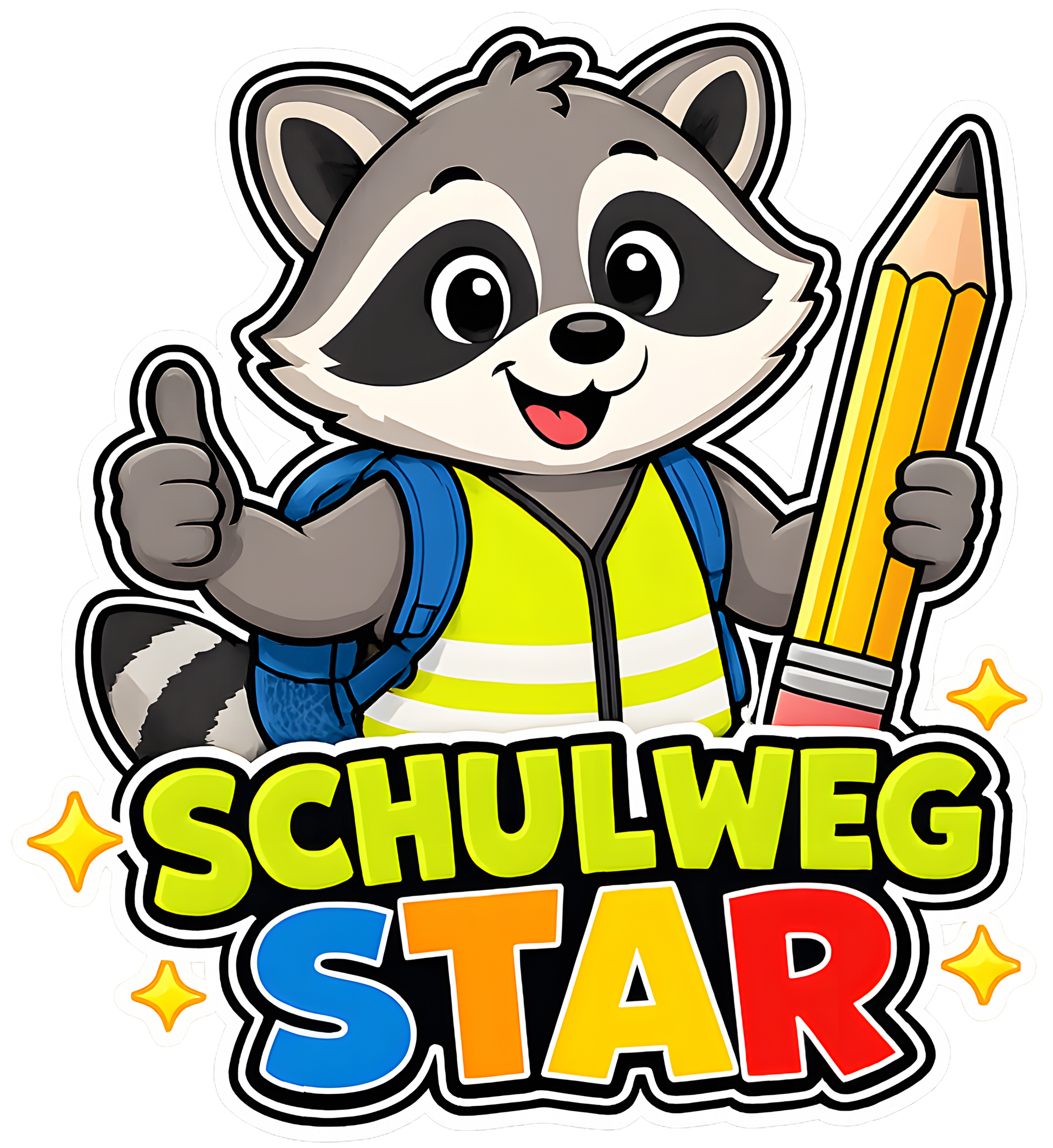 DTF Druckmotiv für Kinderwarnweste „Schulweg Star“