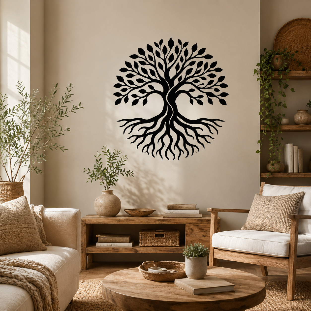 Wandtattoo Baum mit Wurzeln Motivansicht in Folienoptik