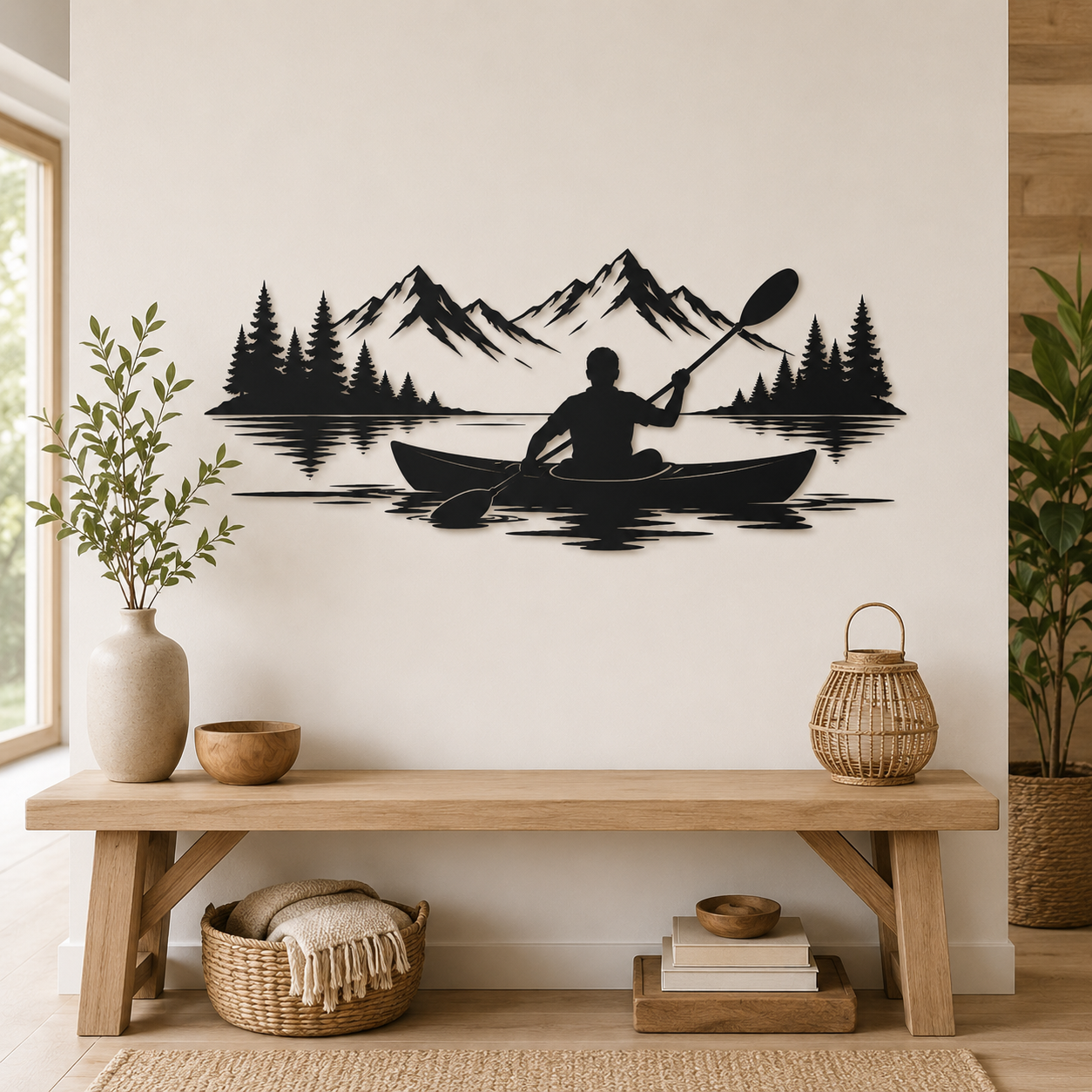 Wandtattoo Kanu auf dem Wasser Motivansicht in Folienoptik