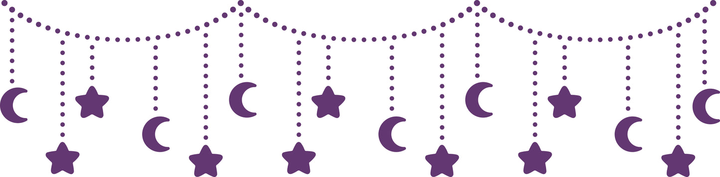 Wandtattoo Wimpelkette mit Sternen & Mond als Wanddeko im Wohnraum