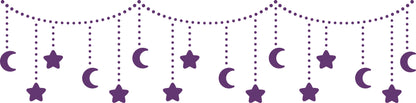 Wandtattoo Wimpelkette mit Sternen & Mond als Wanddeko im Wohnraum