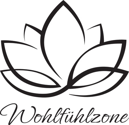 Wandtattoo Wohlfühlzone mit Lotusblume als Wanddeko im Wohnraum