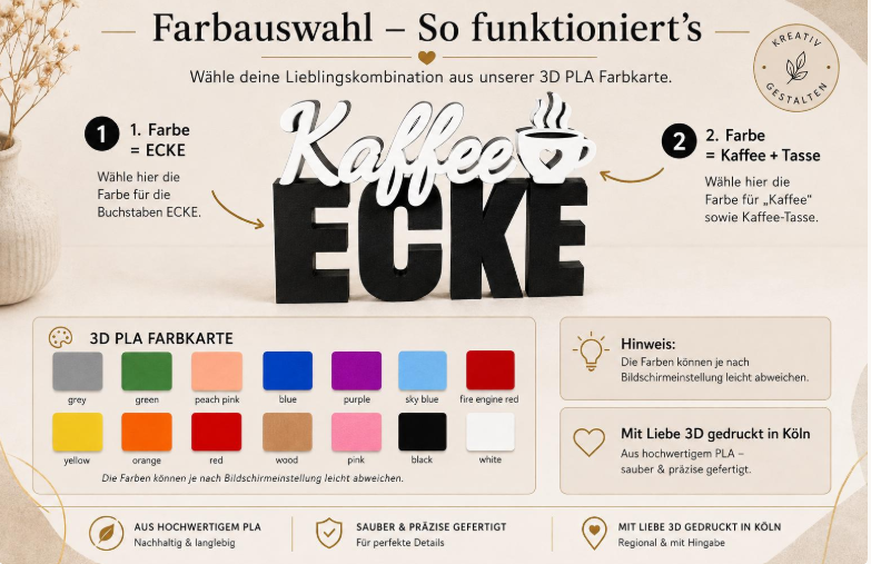 3D Schriftzug Kaffeeecke zum Aufstellen